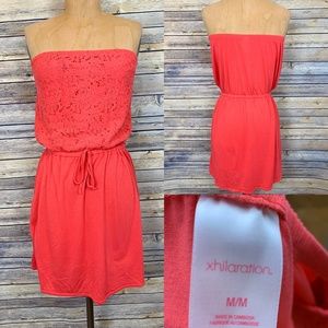 xhiliration strapless coral pink dress size med
